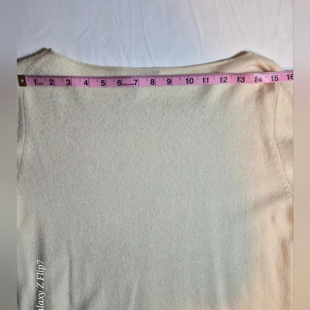 ​Talbots Petites 100% Pure Cashmere Cream Crewneck Sweater Size PL - Picture 6 of 10